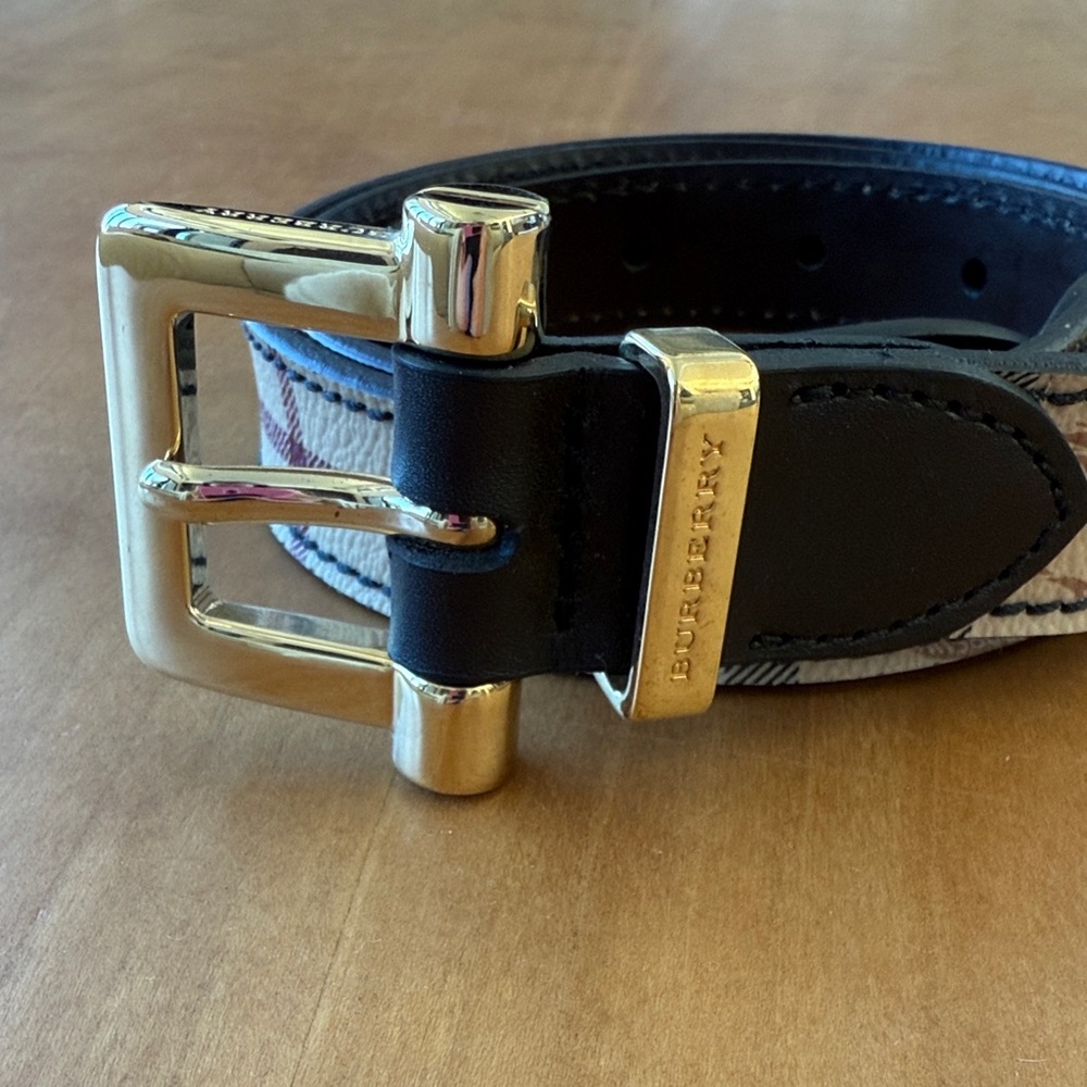 Burberry Black Belt with Gold Buckle